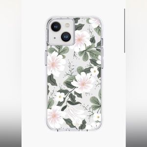 Rifle Paper Co. White and Green Floral iPhone Case with Raised Edges